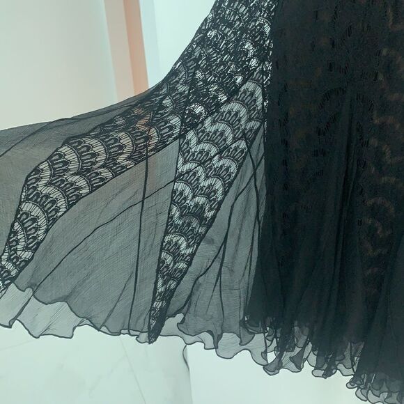 NEW BCBGMAXAZRIA EYELASH LACE STRAPPY SILK DRESS - Picture 8 of 9